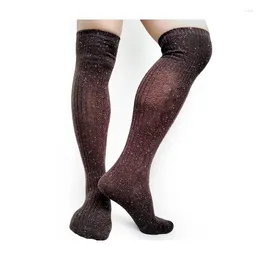 Men's Socks Fashion Cotton Winter For Men Sexy Stocking Over Knee Thickness Striped Male Formal Business Hose Long