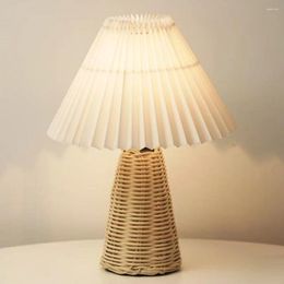 Table Lamps Nordic Desktop Mood Light USB Pleated Mushroom Warm Wooden Base LED Aesthetic For Bedroom Living Room