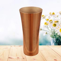 Vases 304 Flower Vase Steel Coated Holder With Mirror Polished Surface And Wire Drawing Inside(Rose Gold)