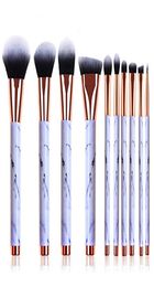 10pcs Set Marble makeup Brushes Professional Concealer Eyeliner Lip Brush Flat Foundation for women beauty tools8860362