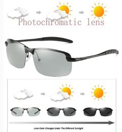 Brand Pochromic Sunglasses Mens Transition Lens Driving Polarized Sun glasses for Men Fashion Rimless UV400 Mirrored Goggles1005747