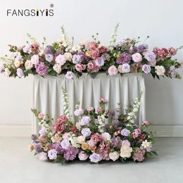 Luxury Custom Artificial Floor Wedding Backdrop Decor Garland Flower Arrangement Table Runner Rarty Event Birthday Row 240418