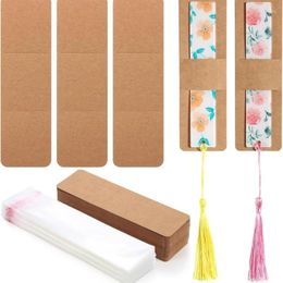 Blank Kraft Paper Bookmarks Set Rectangle Book Marks Hanging Label With Tassels