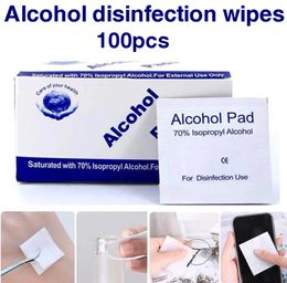 100 Pcs Alcohol Wet Wipe Disposable Disinfection Prep Swap Pad Antiseptic Hand Skin Cleaning Care Jewelry Mobile Phone Clean Wipe3527024