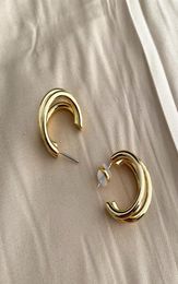 Fashion street trend Stud ladies gifts goldplated copper threering earrings jewelry3308634