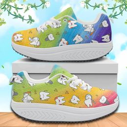 Casual Shoes INSTANTARTS Style Dental For Girl Outdoor Swing Sneakers Lightweight Platform Footwear Lace Up Height Increasing