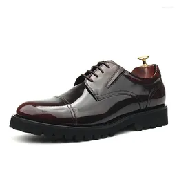 Dress Shoes The Round-headed Casual Men's Three-joint Business Platform Single Open Bead Bright Side