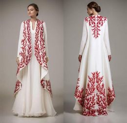Elegant White And Red Applique Evening Dresses Ashi Studio Long Sleeve A Line Prom Dresses Formal Wear Women Cape Party Gowns HY354119916