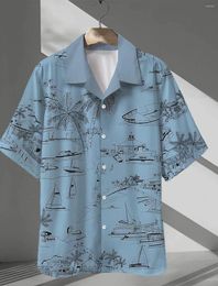 Men's Casual Shirts Architecture Coconut Fashion Hawaiian Designer 3D Printed Summer Shirt Camp Collar Street