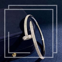 New Arrive Jewellery Full CZ Love Nail Bracelet Bangle with Crystal for Woman Gold Plated Heart Forever Love Bangle Jewellery for Cartera Bracelet Screw Bracelet 983