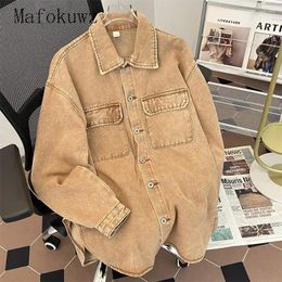 Men's Jackets American Denim Shirt Jacket Spring Autumn Workwear Loose Handsome Washed Casual Men Overcoat Male Clothes