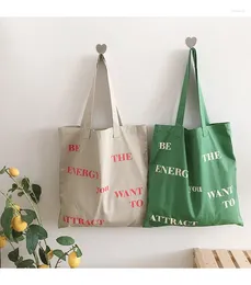 Shopping Bags Women Canvas Bag Cloth Shoulder Letters Eco Handbag Ladies Reusable Shopper Tote Students Book 2024