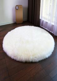 Carpets Cilected Modern White Wool Fabric Round Fur Carpet For Living Room Children039s Mats Crawling Nonslip Absorbent Rugs18772863