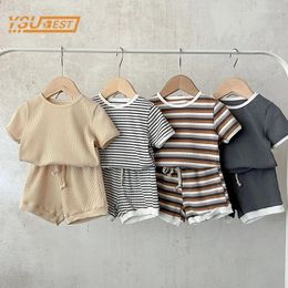 Clothing Sets Cute Baby Girls Boys Short Sleeve Stripe T-shirt Shorts Summer Children's Clothes Suit