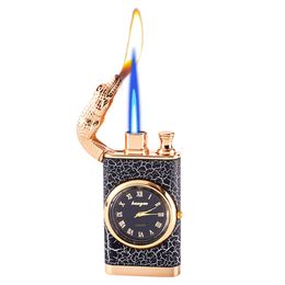 Wholesale Creative Without Gas Lighter Rocker Arm Single Direct Flame Jet Butane Torch Metal Watch Windproof Cigarette Lighter