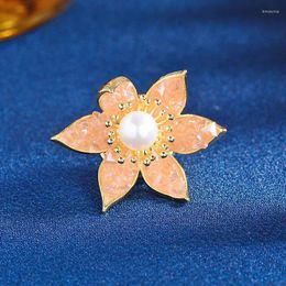 Brooches Magnetic Button Pins Retro Lotus Flower Zircon Brooch Luxury Design Accessories Freshwater Pearl High-end Fashionable Corsage