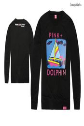 Men039s Pink dolphin t shirts Printing Clothing cotton fashion hip hop full tshirt Top Brand tee oneck long tshirt shipp9595434