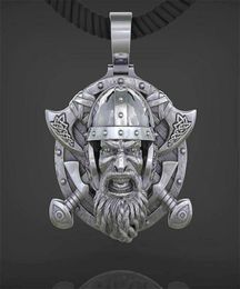 Nordic Jewellery Retro Men Viking Tomahawk Necklace Pendant 316L Stainless Steel Men039s Punk Skull Knight Jewelry1937029