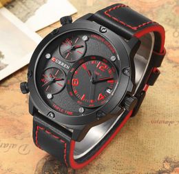 Curren Men Watches Leather Strap Quartz Watch Men Analog Casual Multiple Time Zones Sports Wrist Watch Relogio Masculino 82621411195