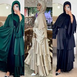 Ethnic Clothing Middle East Arab Dubai Fashion Modern Muslim Luxury Solid Colour Robe Abaya Outerwear Cardigan Dress