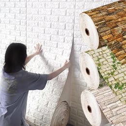 70cm*1m 3D Brick Pattern Wall Sticker Self-Adhesive Panel Waterproof Living Room Wallpaper Home Decoration 240420