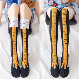 Women Socks Funny Chicken Leg Stocking Over-knee Pressure Thin Long Spring Autumn Winter Middle High School Girls