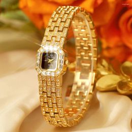 Wristwatches Selling Square Water Diamond Dial Women's Watch Waterproof Steel Band Quartz Elegant Business FA1728