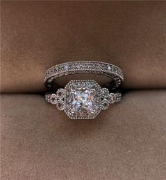 Luxury White Zircon Stone Ring Set New Fashion 925 Silver Engagement Ring Vintage Wedding Rings For Women Bridal Sets9038552