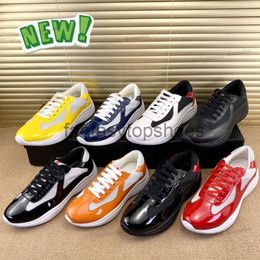 Praddas Pada Prax Prd Cup Americas Casual Sneakers Shoes Luxury Designer Men Classics Patent Leather Nylon Upper Rubber Yellow Hightop low Outdoor Walking Tongue Sp