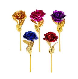 Fashion 24k Gold Decorative Flowers Foil Plated Rose Creative Gifts Lasts Forever for Lover039s Wedding Valentine Day Gifts Hom5465109