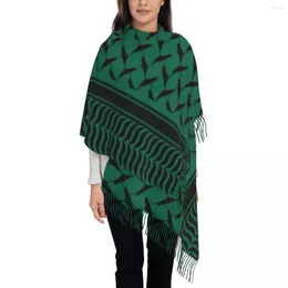 Scarves Palestine Keffiyeh Scarf Women Fashion Green Headwear With Tassel Winter Y2k Shawl Wraps Warm Soft Custom DIY Bufanda