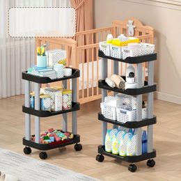 Kitchen Storage 3/4-layer Spice Cart Rack Portable Durable Trolley For Toiletry Fruits Vegetable Snacks Books Space Saving