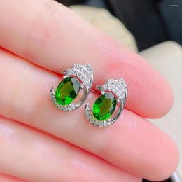 Stud Earrings Classic S925 Silver Natural Peridot Daily Wear Attractive Women Gift Real 925 Citrine Diopside Gemstone