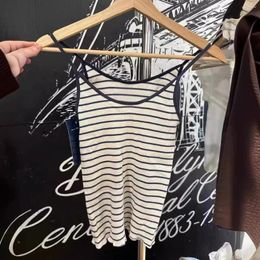 Women's Tanks Blue Striped Tank Tops For Women Summer 2000s Y2K Clothes 2024 Cotton Sexy Camisole Girls Trending Cute Kawaii Crop Top