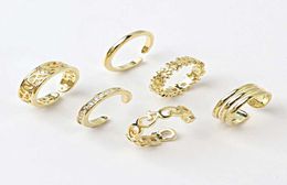 6pcs Gold Adjustable Toe Ring for Women Girl Lower Knot Simple Knuckle Stackable Open Tail Band Hawaiian Foot Jewelry7732373