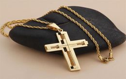 whole hip hop jewelry cross necklace mens gold chain pendants Xmas gift for men270S6315122