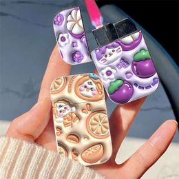 Cute 3D Fruit Lighter Strawberry Watermelon Orange Pink Flame Without Gas Lighter For Women
