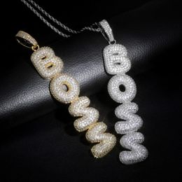 AZ 09 Custom Name Letters Pendant Necklace Charm Iced Out CZ Hip Hop Jewelry With 24inch Rope Chain5524832