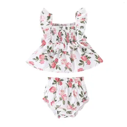 Clothing Sets Toddler Baby Girls Outfits&Set Sleeveless Camisole Floral Suit Summer Outdoor Casual Fashionable 3 Month Girl Clothes Set