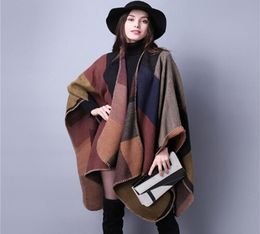 1PCS autumn winter scarf grid woman travel shawls wool spinning ladies National intensification cloak 18colors cape christmas part3591270