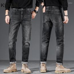 Men's Jeans Black Grey Men Slim Fit Stretch Top Quanlity Trousers Streetwear Male Denim Pants Scratched Stiped 2024 Trendy