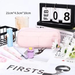 Solid Colour Lovely Pencil Case 2024 Large Capacity Transparent Student Storage Bag Fashion School Stationery Korean