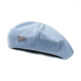 Berets Women Leisure Octagonal Hat Ladies Denim Beret Cowboy Cap Sboy Gatsby Baker Peaked Driving Hats