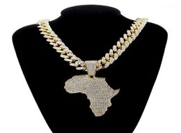 Fashion Crystal Africa Map Pendant Necklace For Women Men039s Hip Hop Accessories Jewellery Necklace Choker Cuban Link Chain Gift6287530