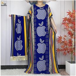 Ethnic Clothing Latest Muslim Abayas Cotton Loose Dress African Dashiki Floral Printed Summer Short Sleeve Women Casual Dresses With Big