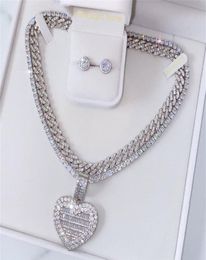 Can Be Opened Heartshaped Po Pendant Necklace Silver Color Iced 5MM Tennis Chain Cubic Zirconia Fashion Women Men Jewelry 22022221261702