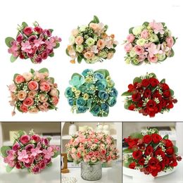 Decorative Flowers Simulated Rose Flower Bouquet Artificial Cloth Fake Plastic Wedding Venues Els Room Decoration