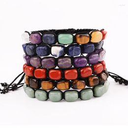 Strand Fashion Natural Stone 7 Chakra Energy Beads Braided Custom Macrame Bracelet Jewellery Men Women