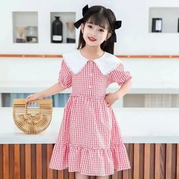 Teenage Princess Girls Dress Summer Cute Kids Plaid Dresses Party Children Birthday Dress Vestidos Costume 4 6 8 10 12 Year 240430