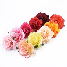 Decorative Flowers 10Pcs Artificial Silk Roses S For Christmas Wedding Bride Brooch Home Decoration Diy Gifts Box Wreaths Scrapbook